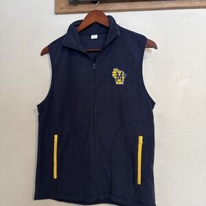 Milwaukee Brewers Vest Men's Medium Blue Full Zip Fleece Hupy & Abraham Logo